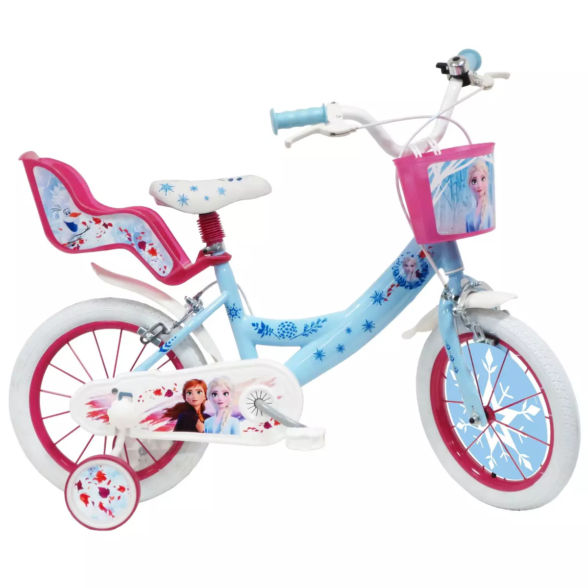 Frozen Vélo 14 pouces - Reines des Neiges 2 avec panier et porte-poupée