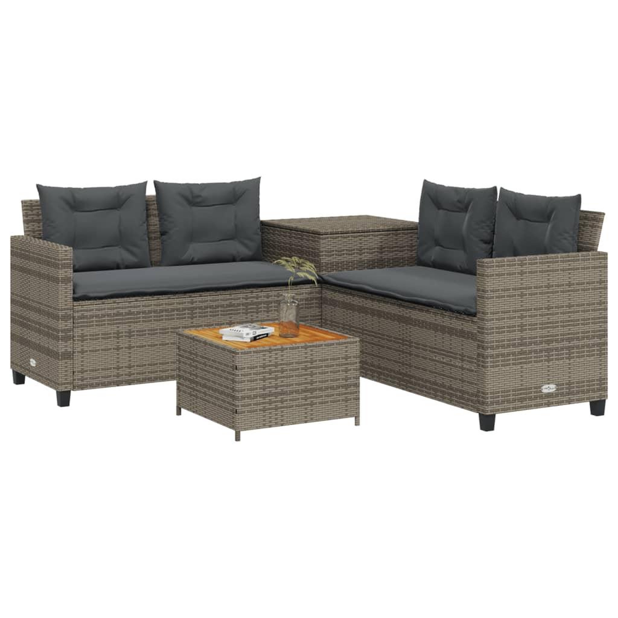 Voir la diapositive 3 : VIDAXL Canape de jardin avec table et coussins en forme de L gris