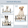 Voir la diapositive 5 : PAWHUT Gamelle double chien porte-gamelles surélevé réglable 2 gamelles acier inox et tapis inclus acier noir aspect bois clair