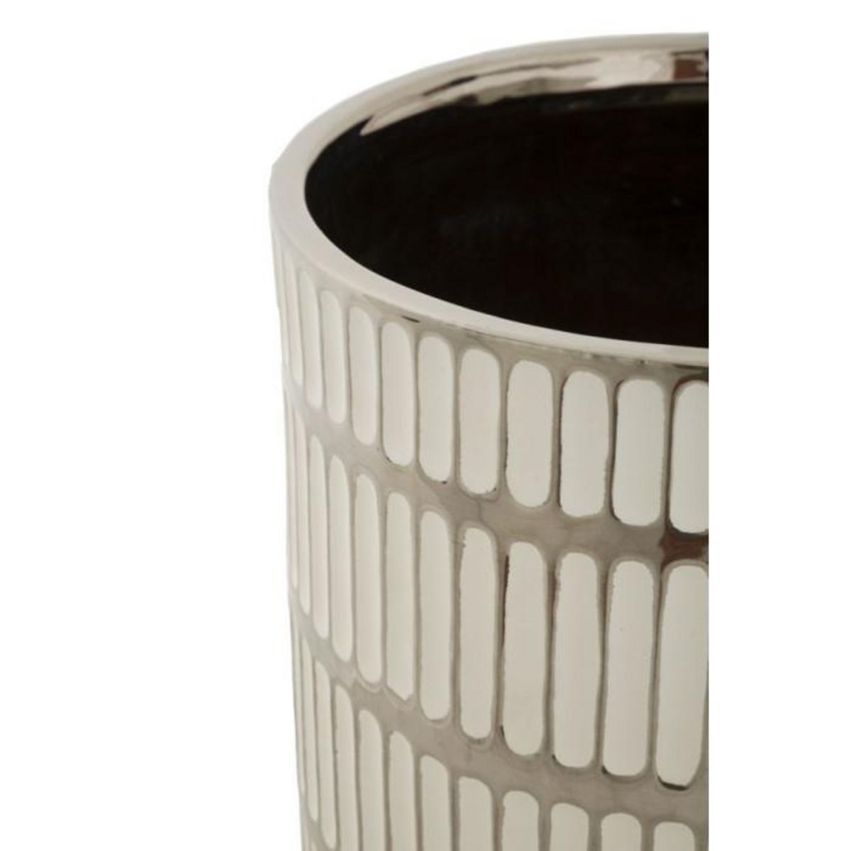 Paris Prix Lot de 2 Vases en Céramique  Ray  24cm Blanc & Argent