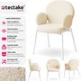Voir la diapositive 2 : tectake Chaise rembourrée avec revêtement en tissu bouclette crème Lot de 2
