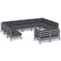 Voir la diapositive 2 : VIDAXL Salon de jardin 11 pcs avec coussins Gris Bois de pin solide