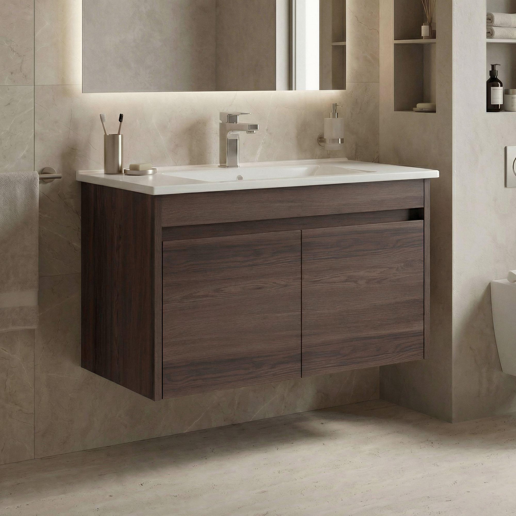 Voir la diapositive 2 : Habitat et Jardin Meuble Vasque  Side 85 v2  - 85 x 45 x 52 cm - Dark Walnut