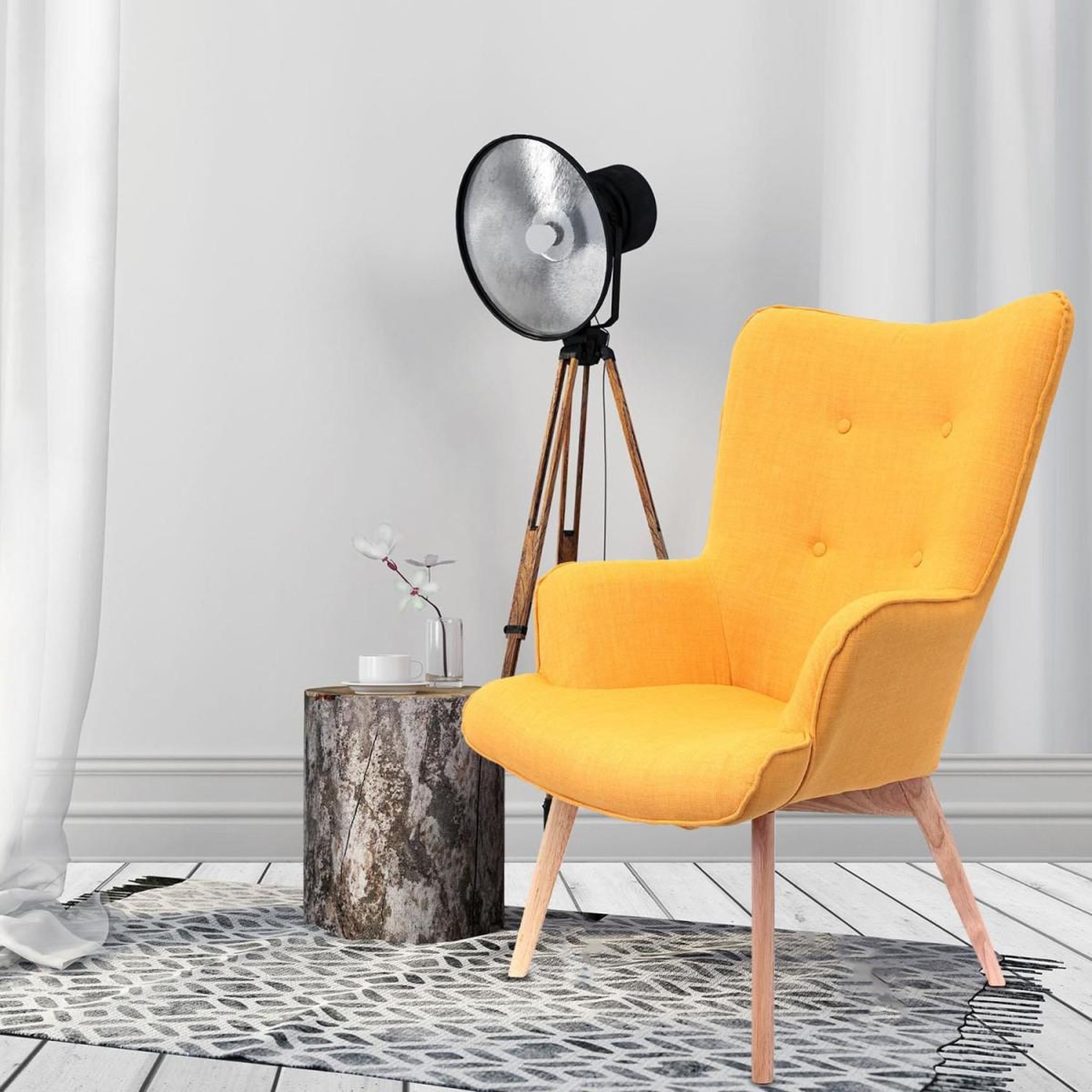 Voir la diapositive 5 : The Home Deco Factory Fauteuil Design  Helsinki  100cm Jaune