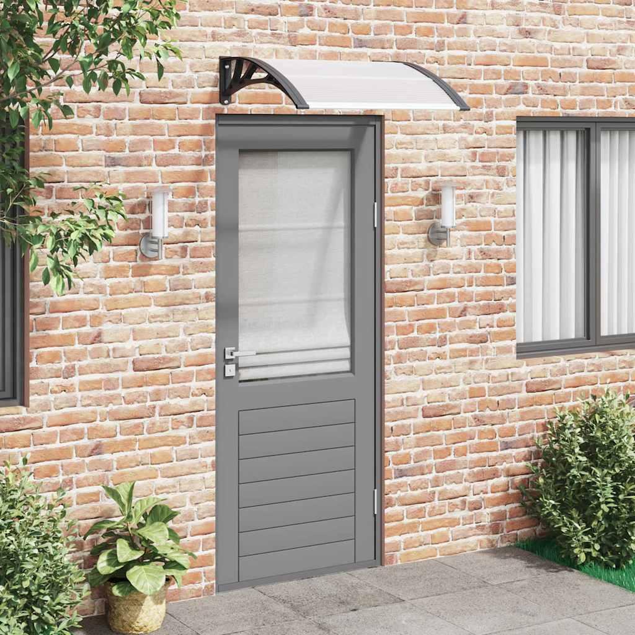 Voir la diapositive 1 : VIDAXL Auvent de porte Noir et transparent 80x75 cm Polycarbonate
