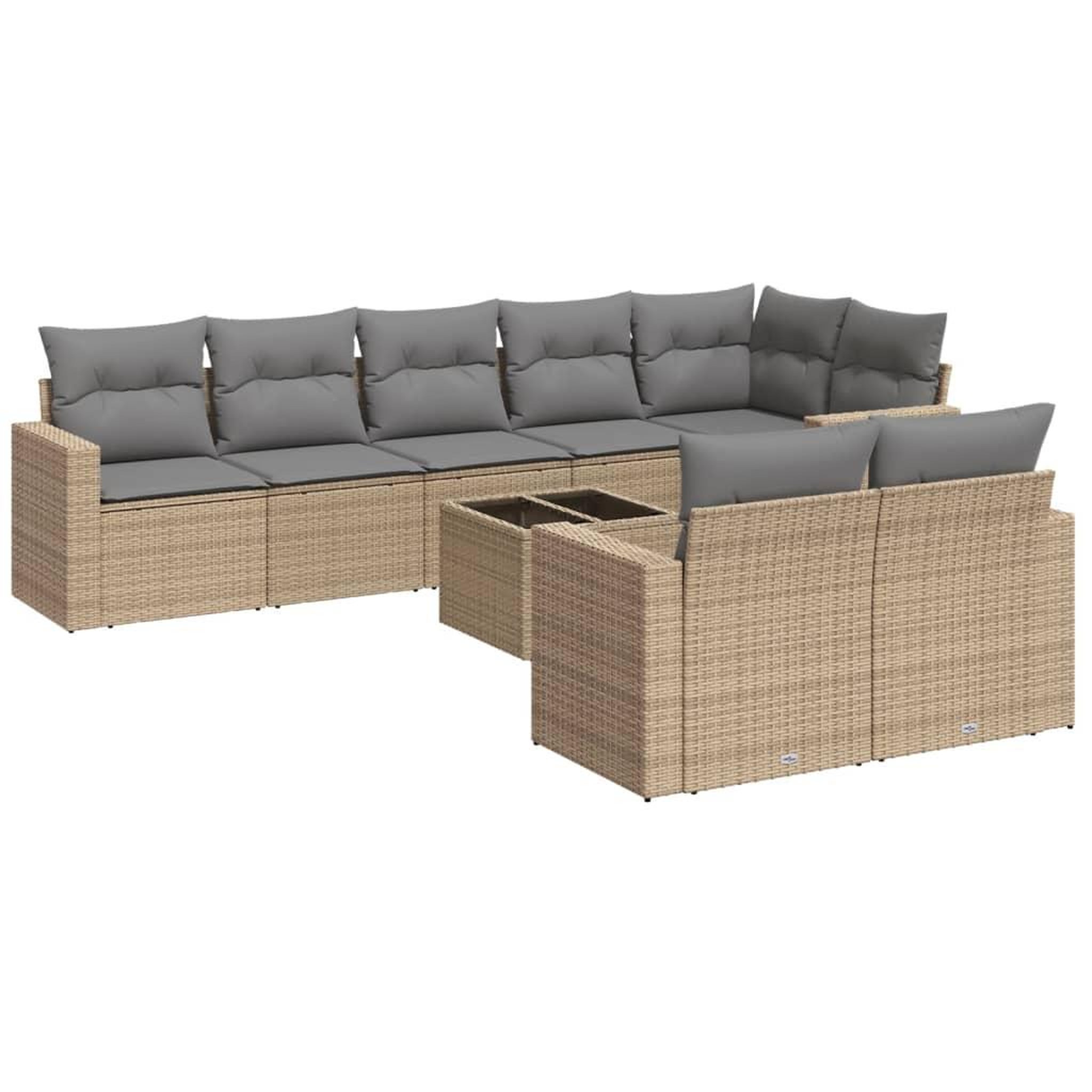 Voir la diapositive 2 : VIDAXL Salon de jardin avec coussins 9 pcs beige resine tressee