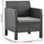 Voir la diapositive 6 : VIDAXL Salon de jardin 3 pcs avec coussins PP Rotin Anthracite