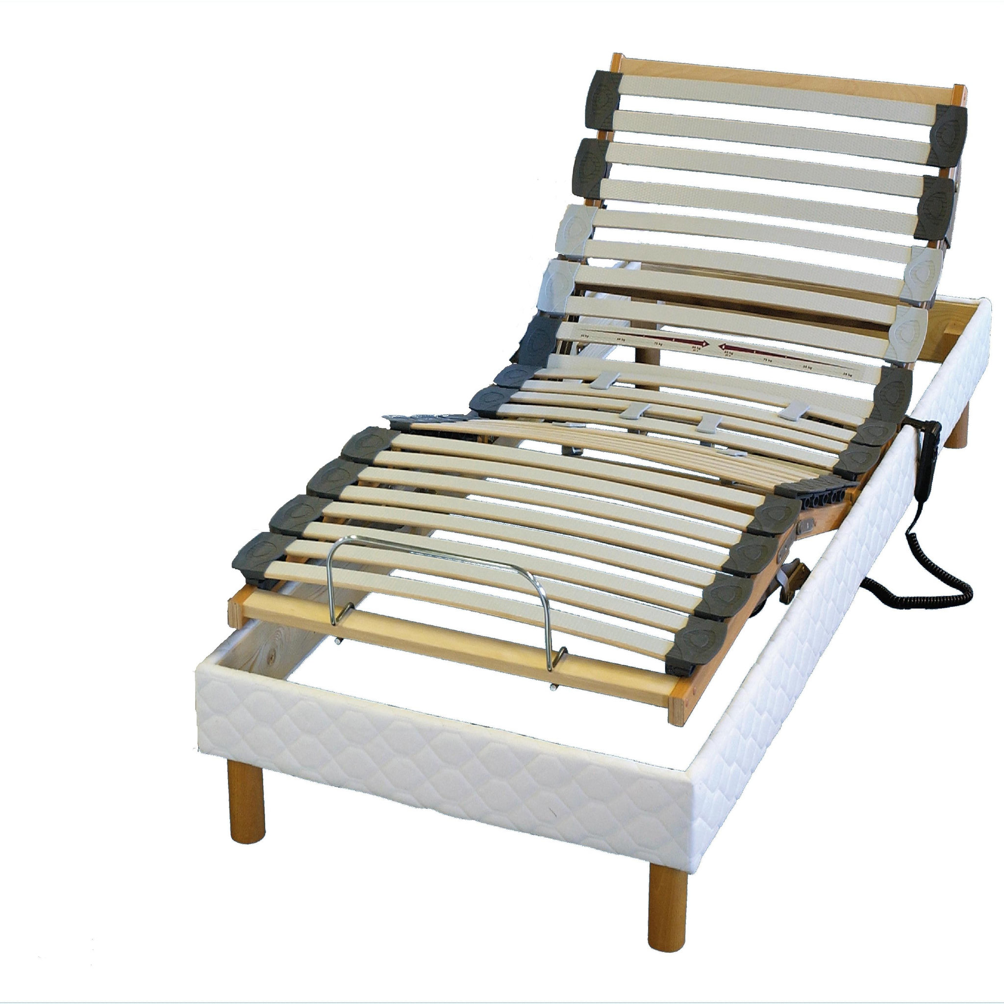 Voir la diapositive 1 : IDLITERIE Ensemble relaxation mémoire de forme + sommier avec réglage fermeté au niveau lombaire - FABRICATION France
