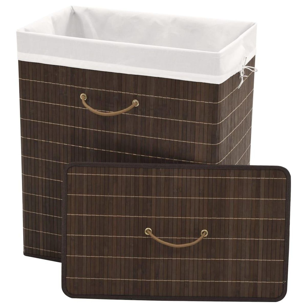 VIDAXL Panier a linge rectangulaire Bambou Marron fonce