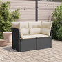 Voir la diapositive 3 : VIDAXL Canape de jardin avec coussins 2 places noir resine tressee