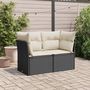 Voir la diapositive 3 : VIDAXL Canape de jardin avec coussins 2 places noir resine tressee