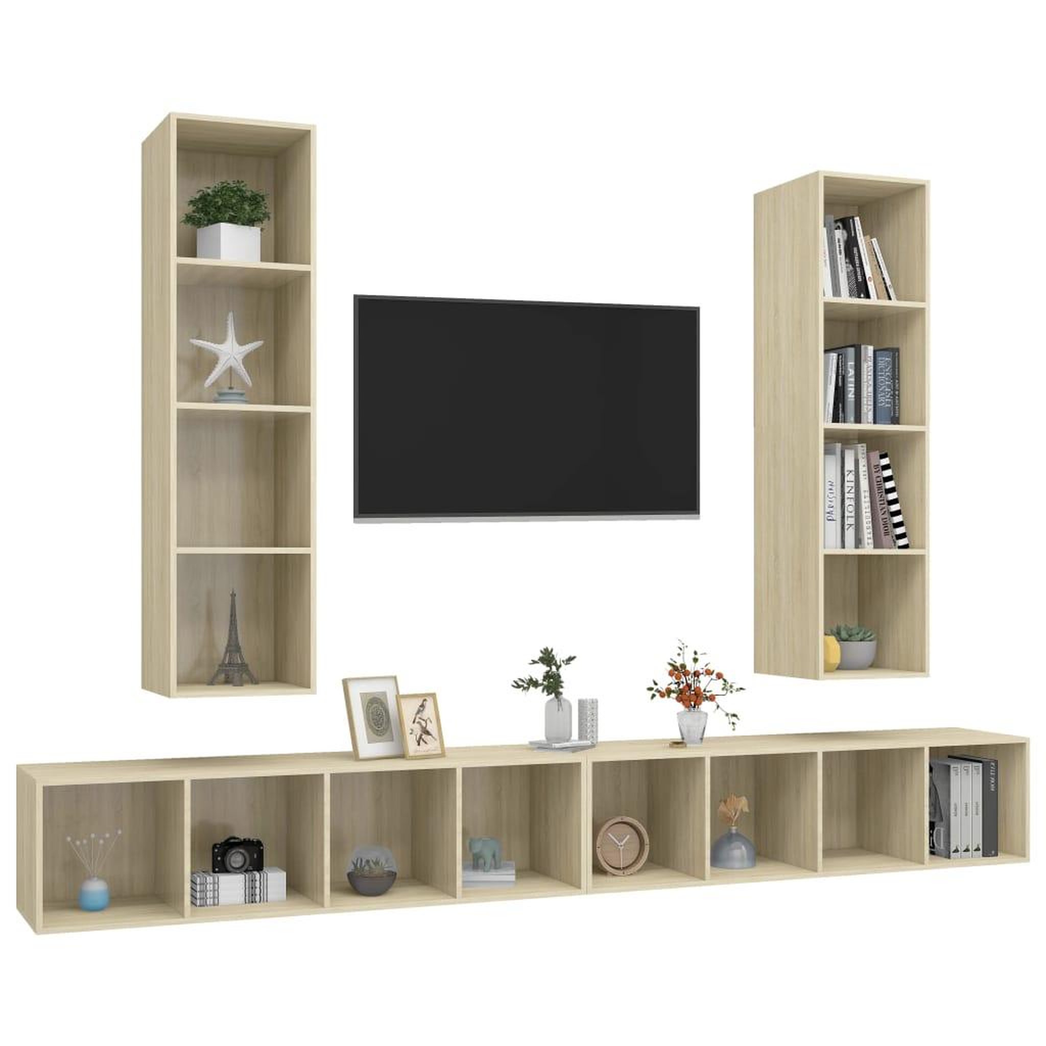 Voir la diapositive 3 : VIDAXL Meubles TV muraux 4 pcs Chene sonoma Bois d'ingenierie