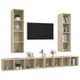 Voir la diapositive 3 : VIDAXL Meubles TV muraux 4 pcs Chene sonoma Bois d'ingenierie