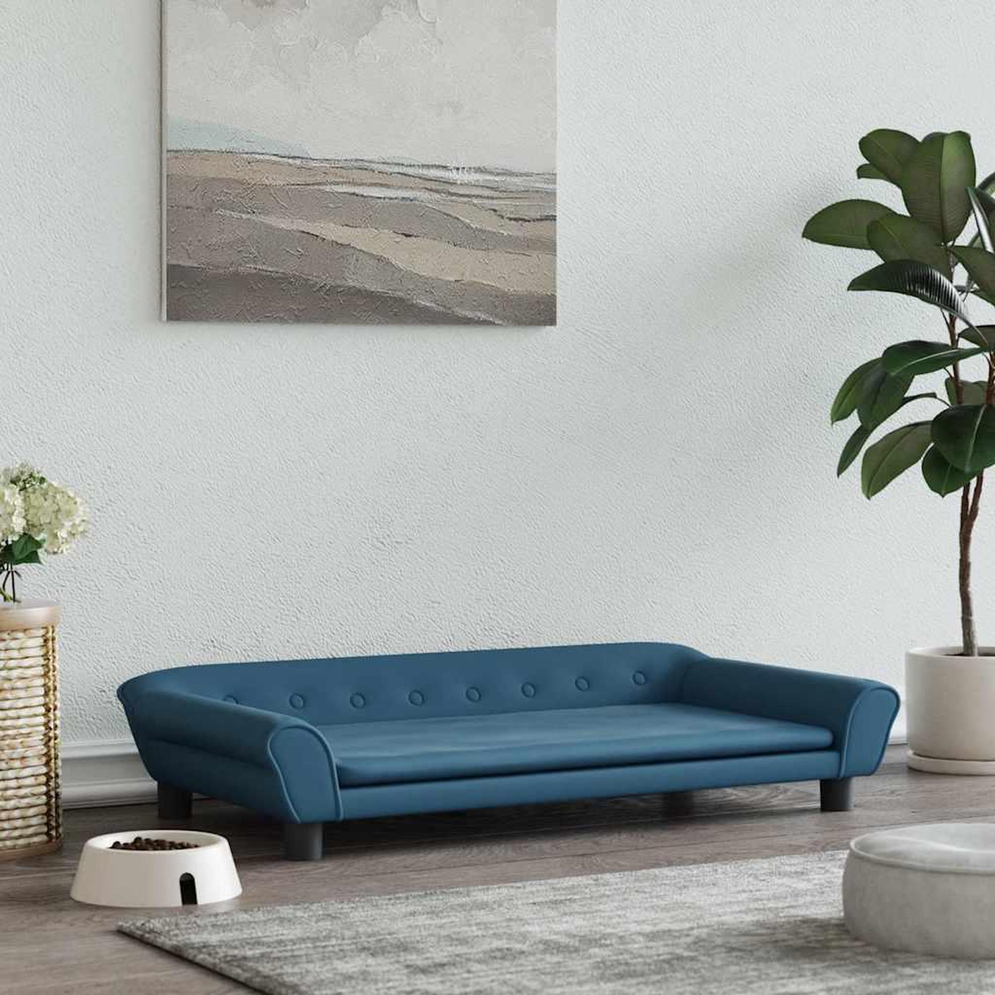 VIDAXL Lit pour chien bleu 100x50x21 cm velours
