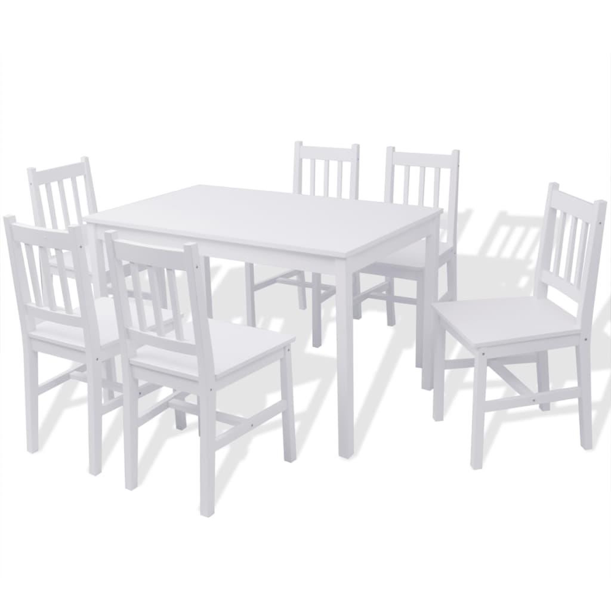 Voir la diapositive 2 : VIDAXL Jeu de salle a manger 7 pcs Pinede Blanc