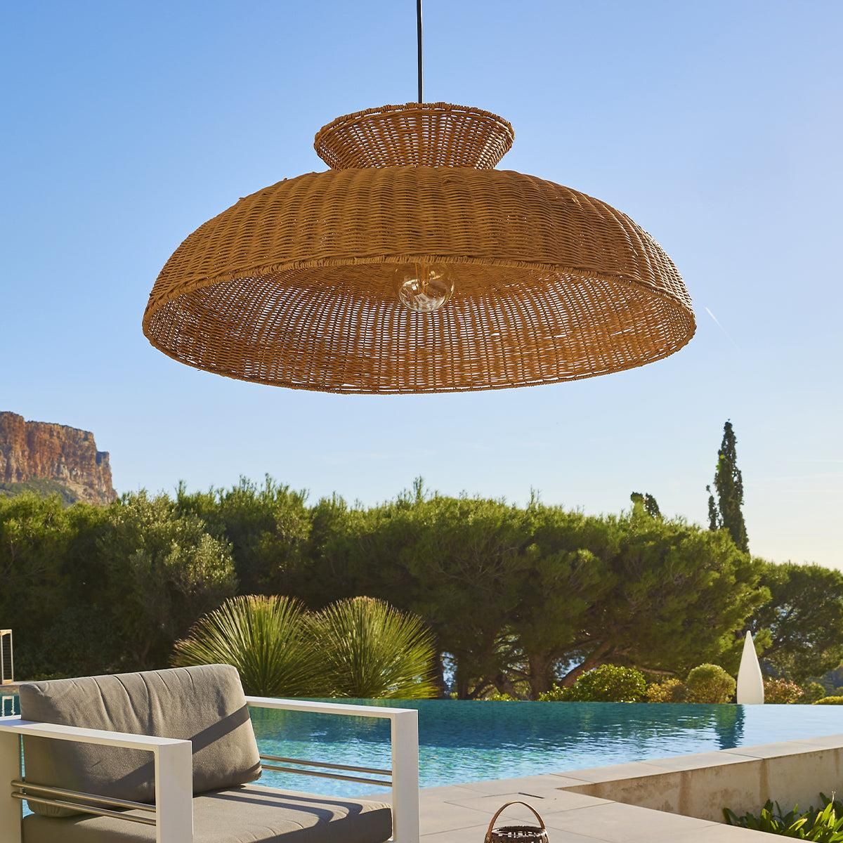 Lumisky Suspension d'extérieur DARMA Beige Rotin D80 cm