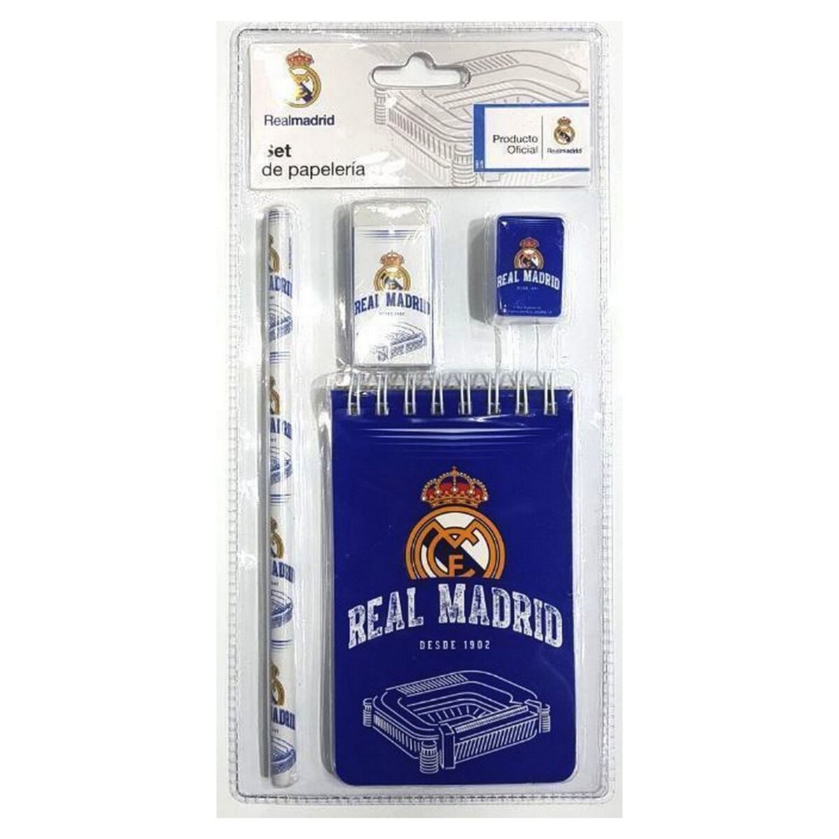  Set écolier Real de Madrid carnet crayon gomme et taille crayon