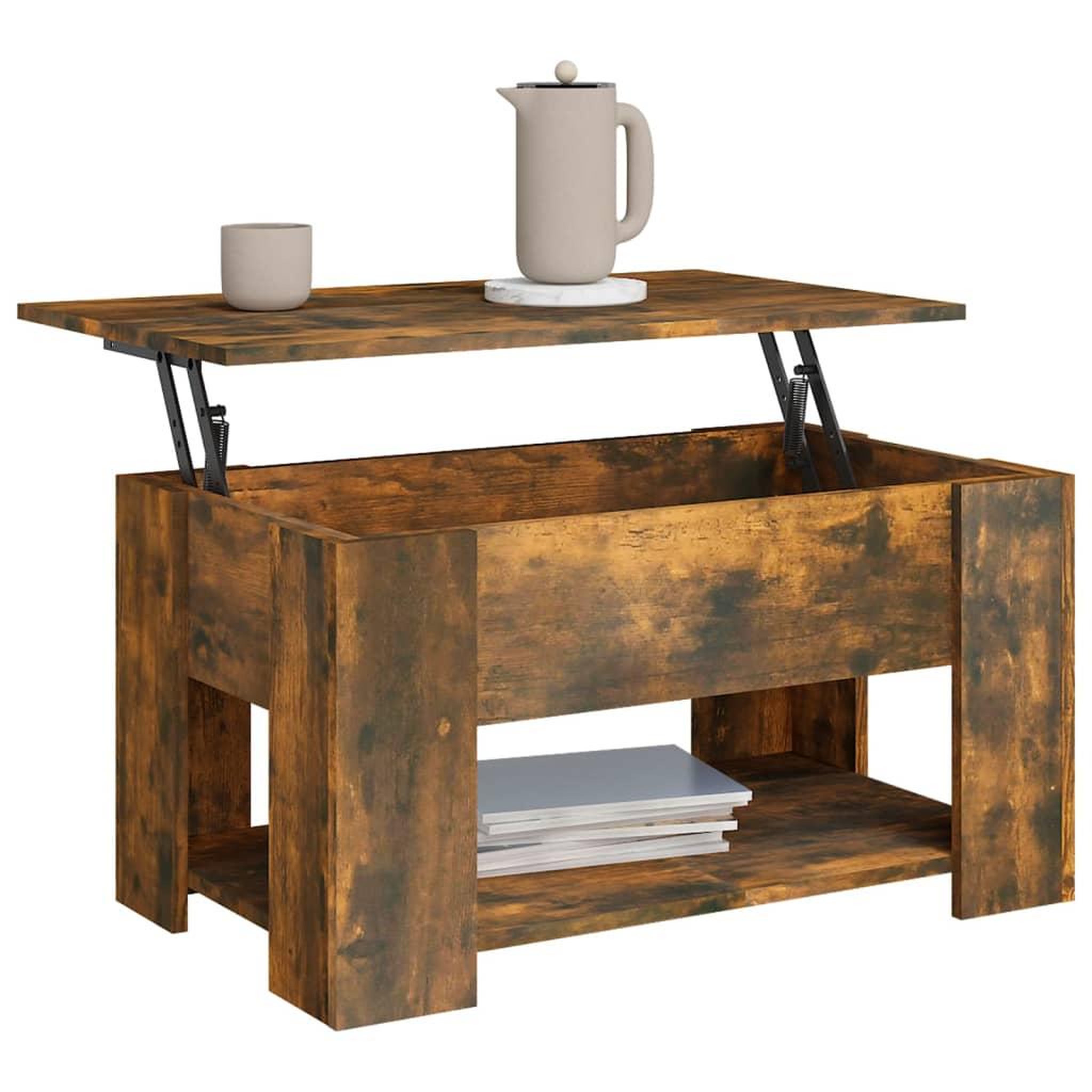 Voir la diapositive 4 : VIDAXL Table basse Chene fume 79x49x41 cm Bois d'ingenierie