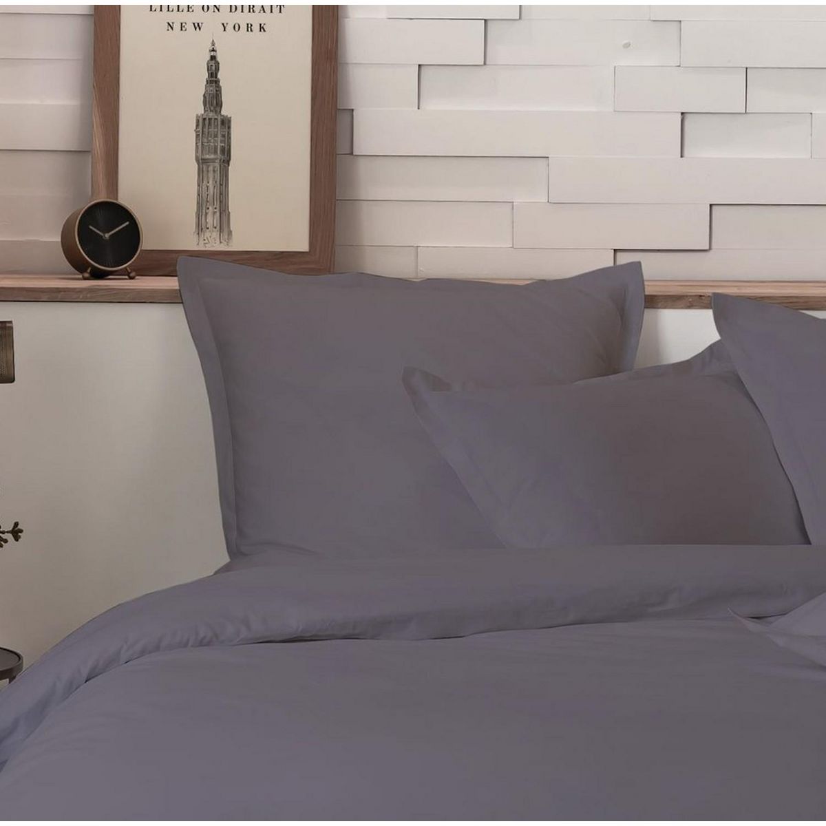 Home collection Parure housse de couette 100%percale de coton 80 fils/cm2-uni