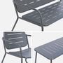 Voir la diapositive 3 : SWEEEK Salon de jardin en métal, 4 places, 1 canapé, 2 fauteuils, 1 table basse