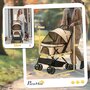 Voir la diapositive 3 : PAWHUT Poussette buggy pliable chien chat panier et sac de rangement attaches sécurité housse réglable poignée réglable acier Oxford beige