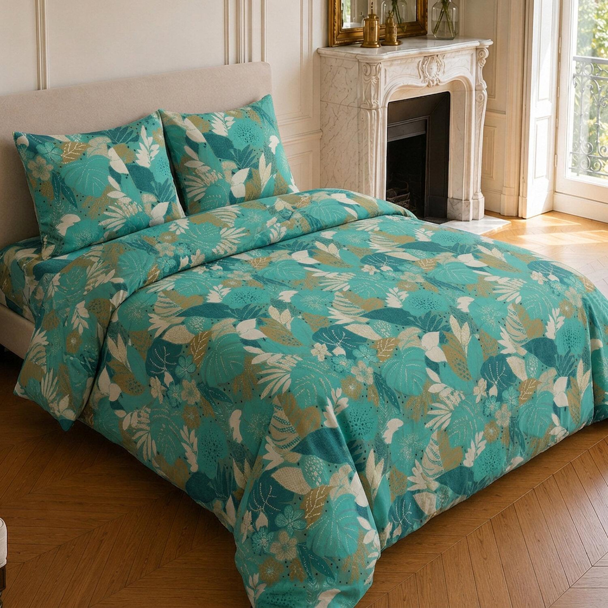 Voir la diapositive 2 : Home collection Parure housse de couette imprimée 100% microfibre - ivy - 220x240 cm