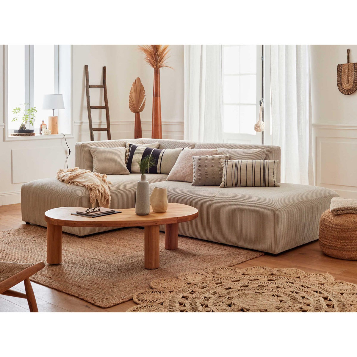 LISA DESIGN Victoire - canapé modulable d'angle gauche - 4 places - en velours côtelé