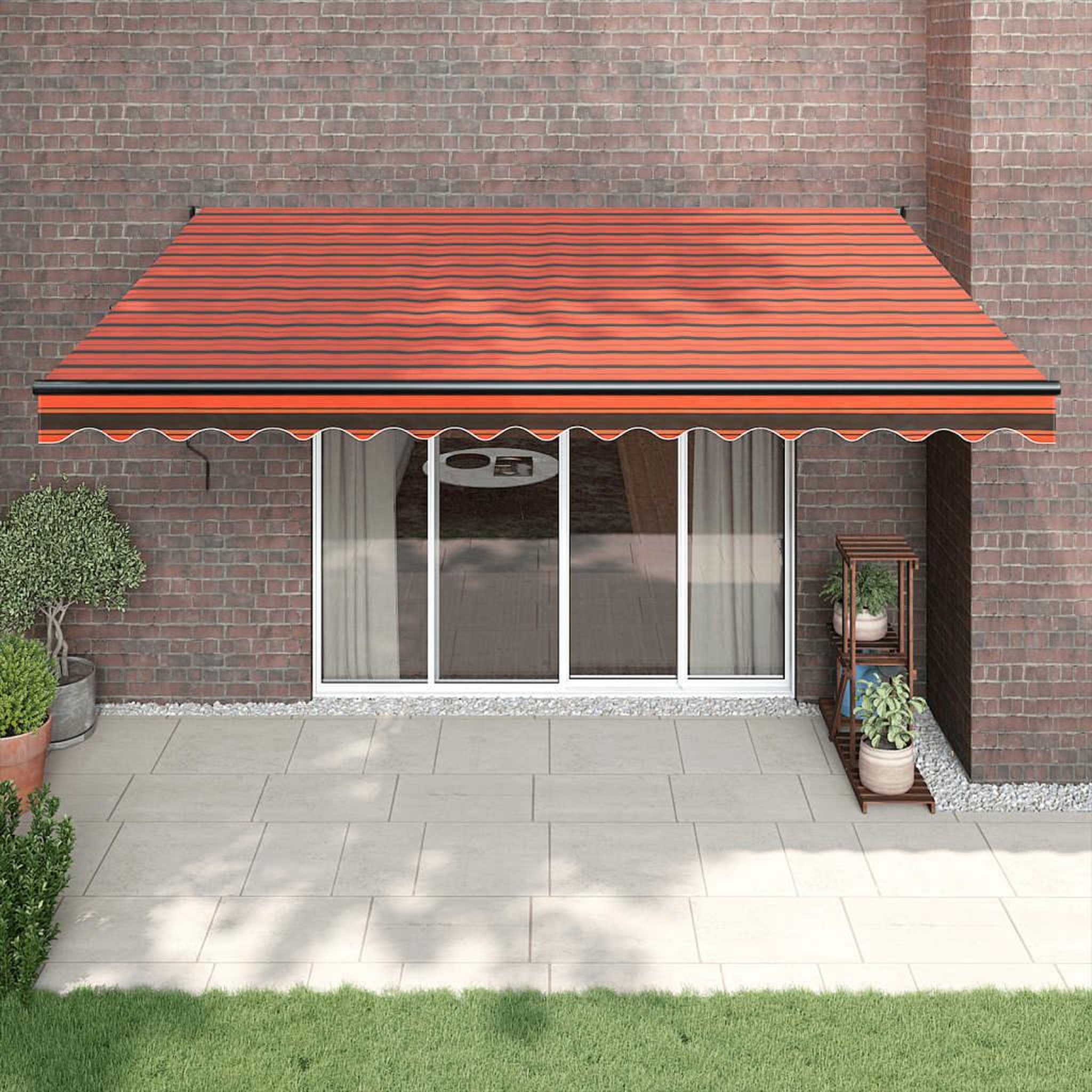 VIDAXL Auvent retractable orange et marron 4x3 m tissu et aluminium