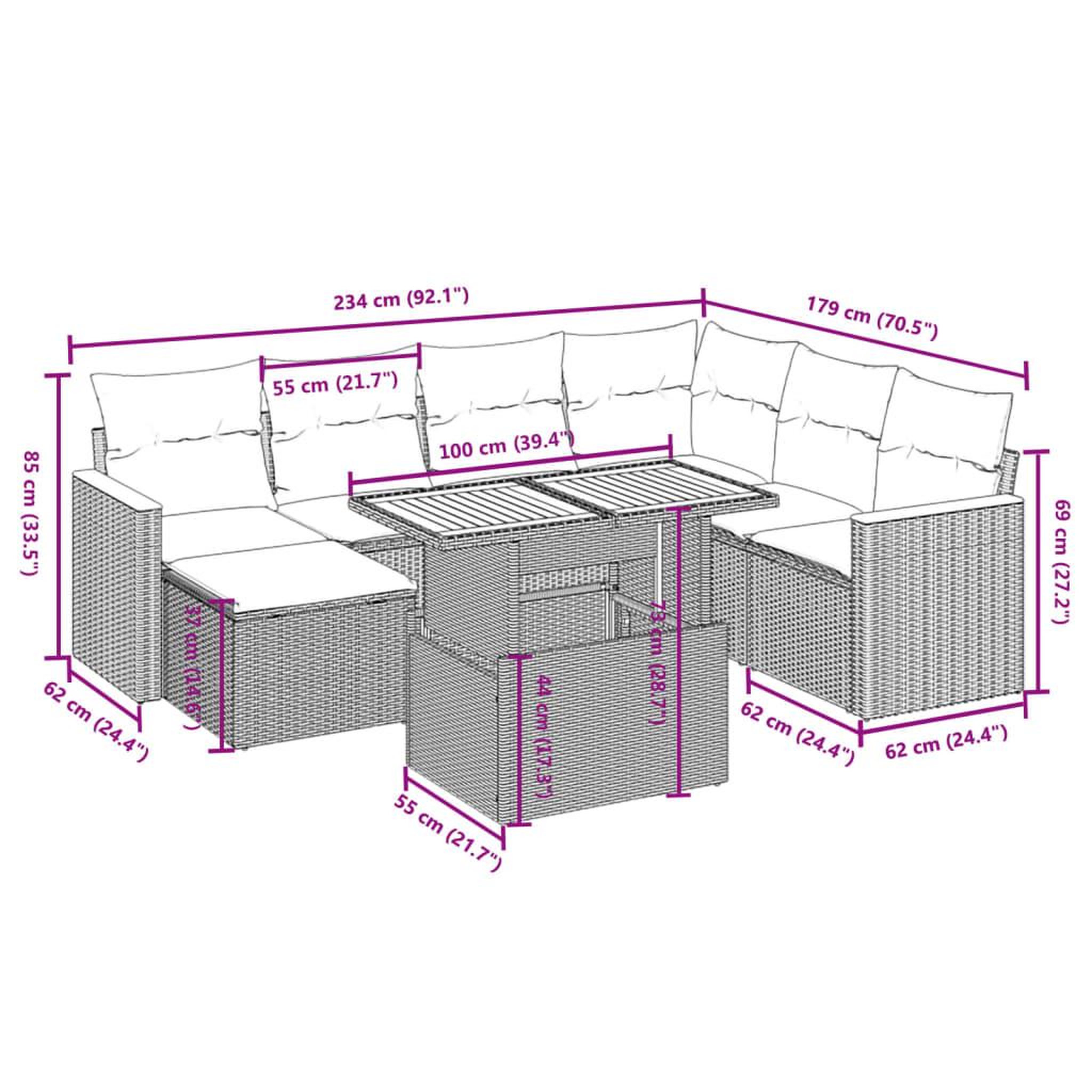 Voir la diapositive 4 : VIDAXL Salon de jardin 8 pcs avec coussins noir resine tressee
