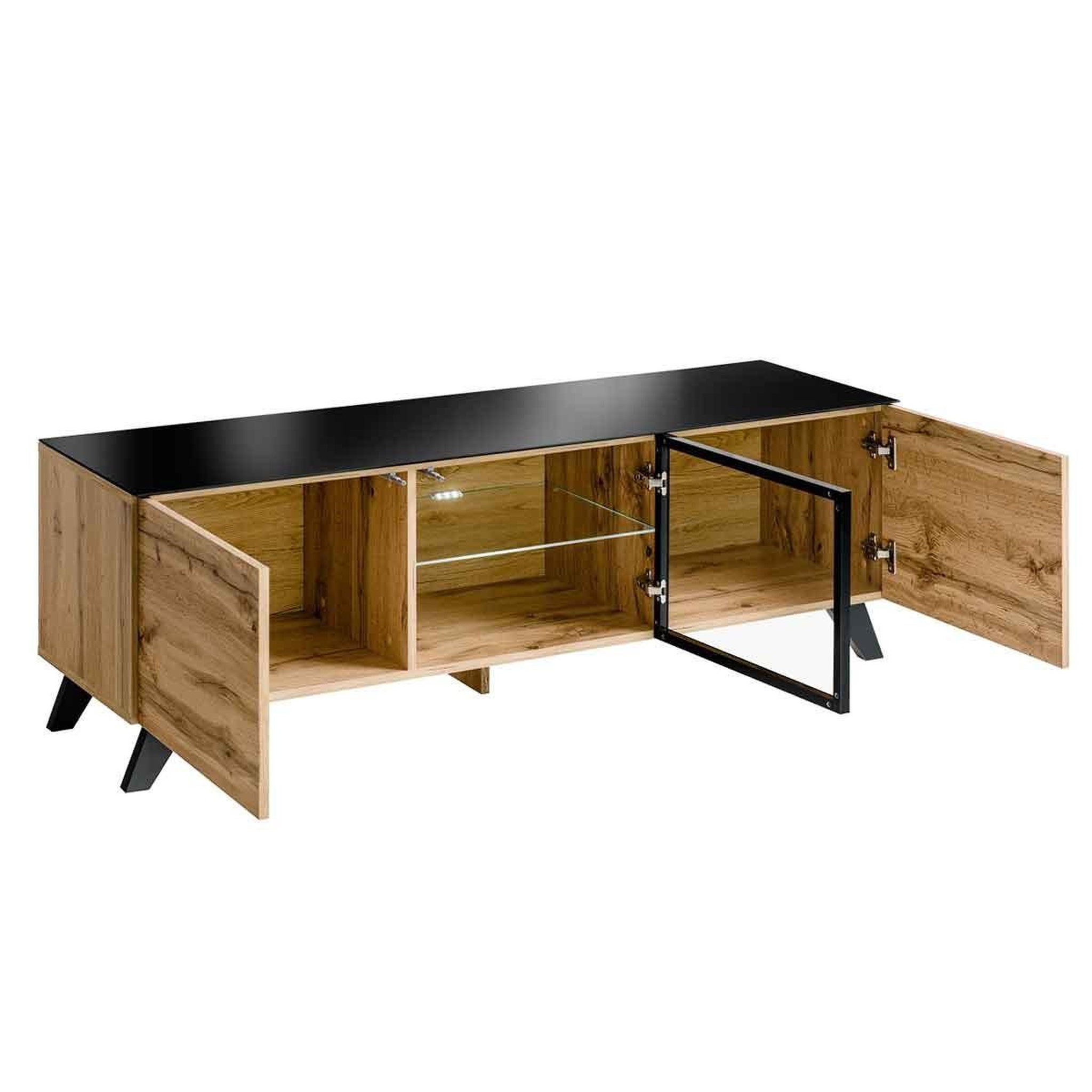 Voir la diapositive 2 : Paris Prix Meuble tv design led  thin  150cm noir & naturel