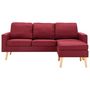 Voir la diapositive 3 : VIDAXL Canape a 3 places avec repose-pied Rouge bordeaux Tissu