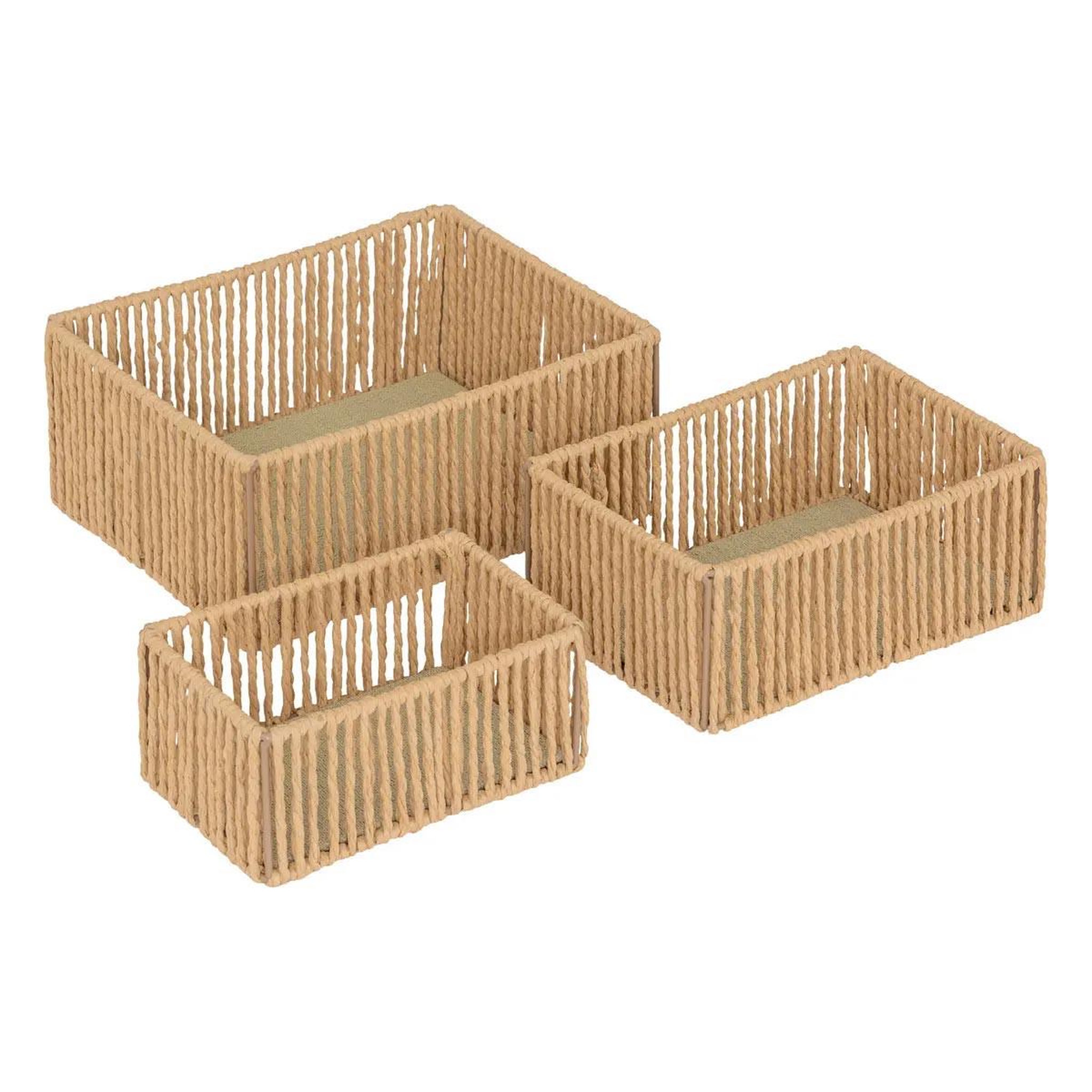 ATMOSPHERA Lot de 3 paniers rectangles  ali  26cm naturel