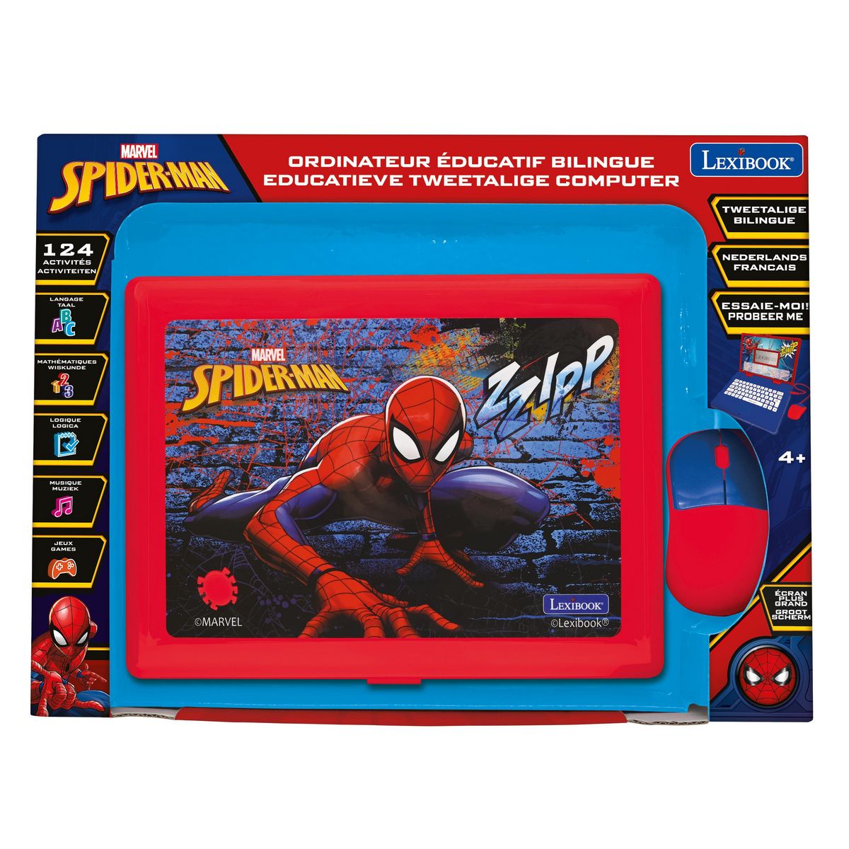 Lexibook Ordinateur portable éducatif bilingue Spiderman (FR/NL)