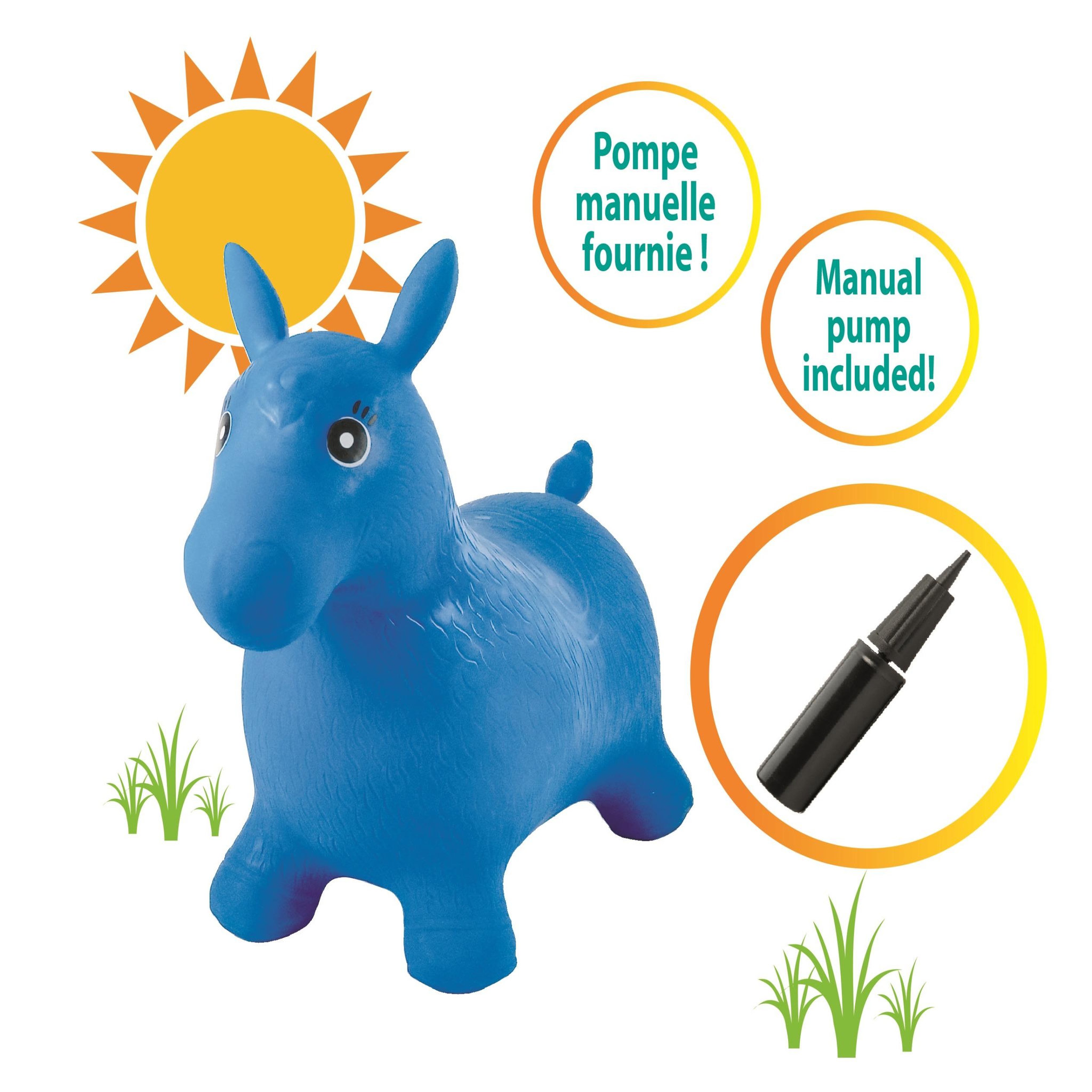 Voir la diapositive 2 : Lexibook Poney Sauteur Gonflable Bleu