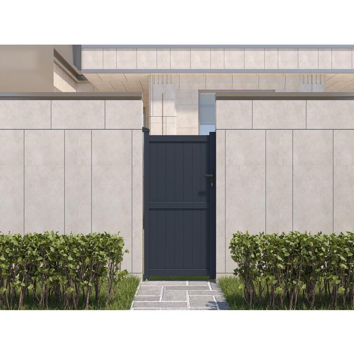 Habitat et Jardin Portillon aluminium  Maurice  - 101.2 x 155.9 cm - Gris