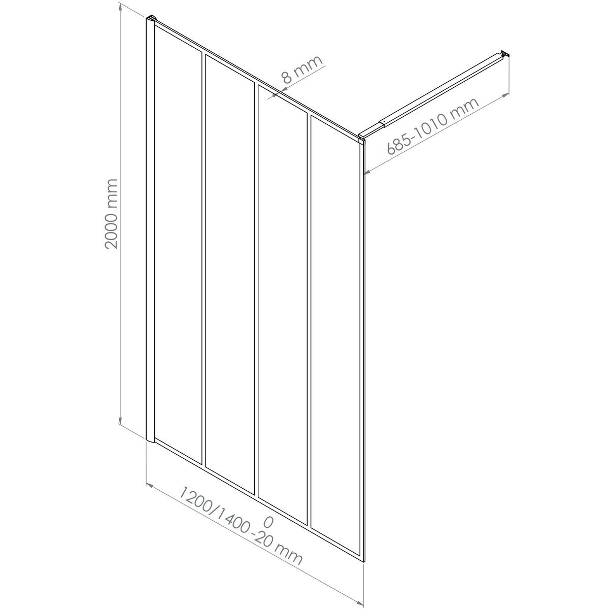 ONDEE Paroi de douche italienne VERIA 120x200x0,8cm