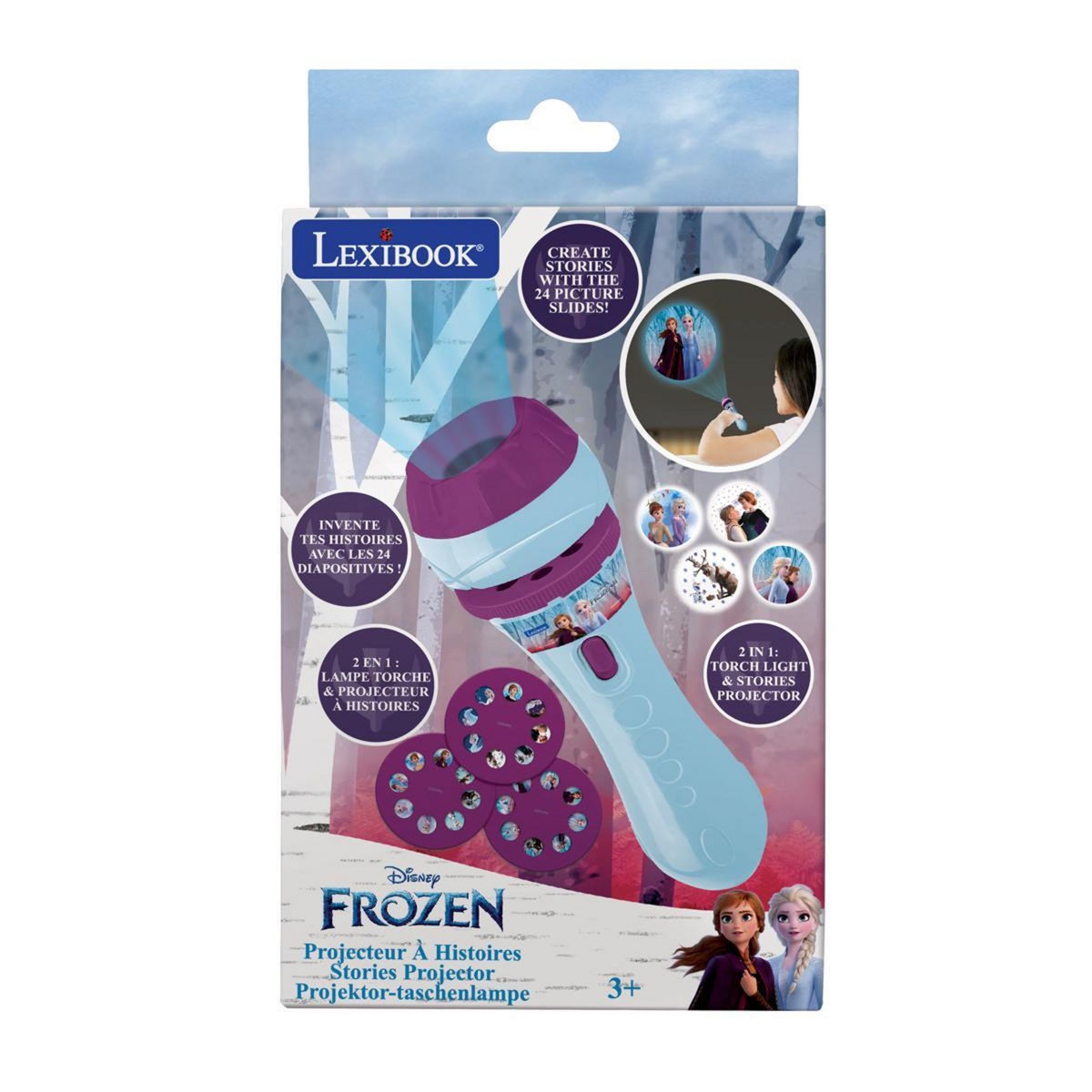 Lexibook Projecteur à histoires et lampe torche Reine des Neiges
