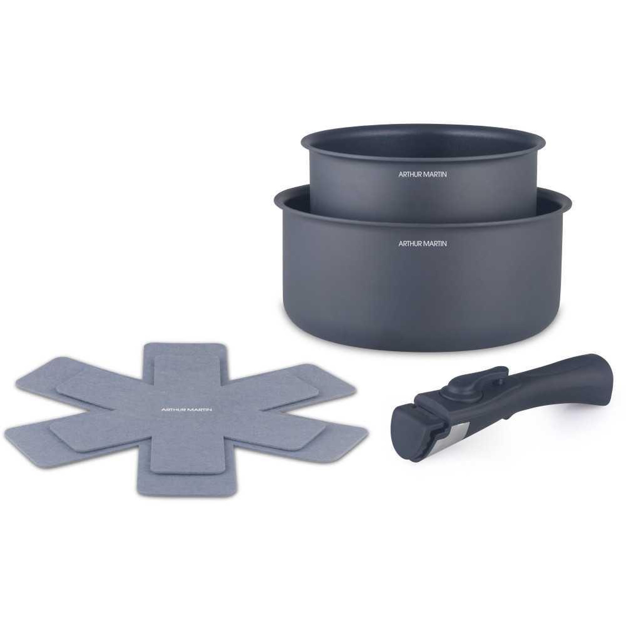 Voir la diapositive 1 : Arthur Martin Arthur martin am2984 set de 2 casseroles antiadhésives 16 et 20 cm, poignée amovible, tous feux dont induction