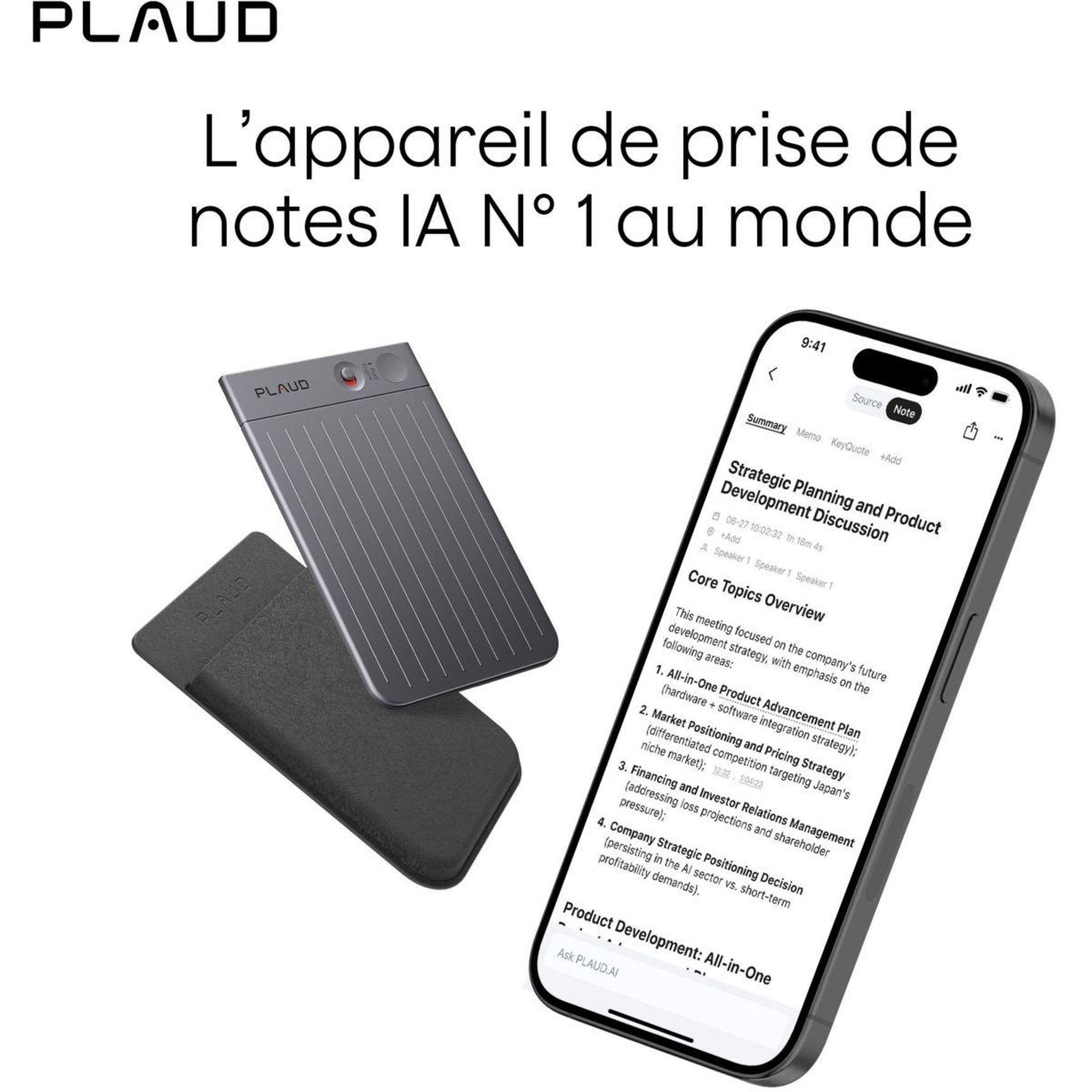 Voir la diapositive 2 : PLAUD Dictaphone note argent