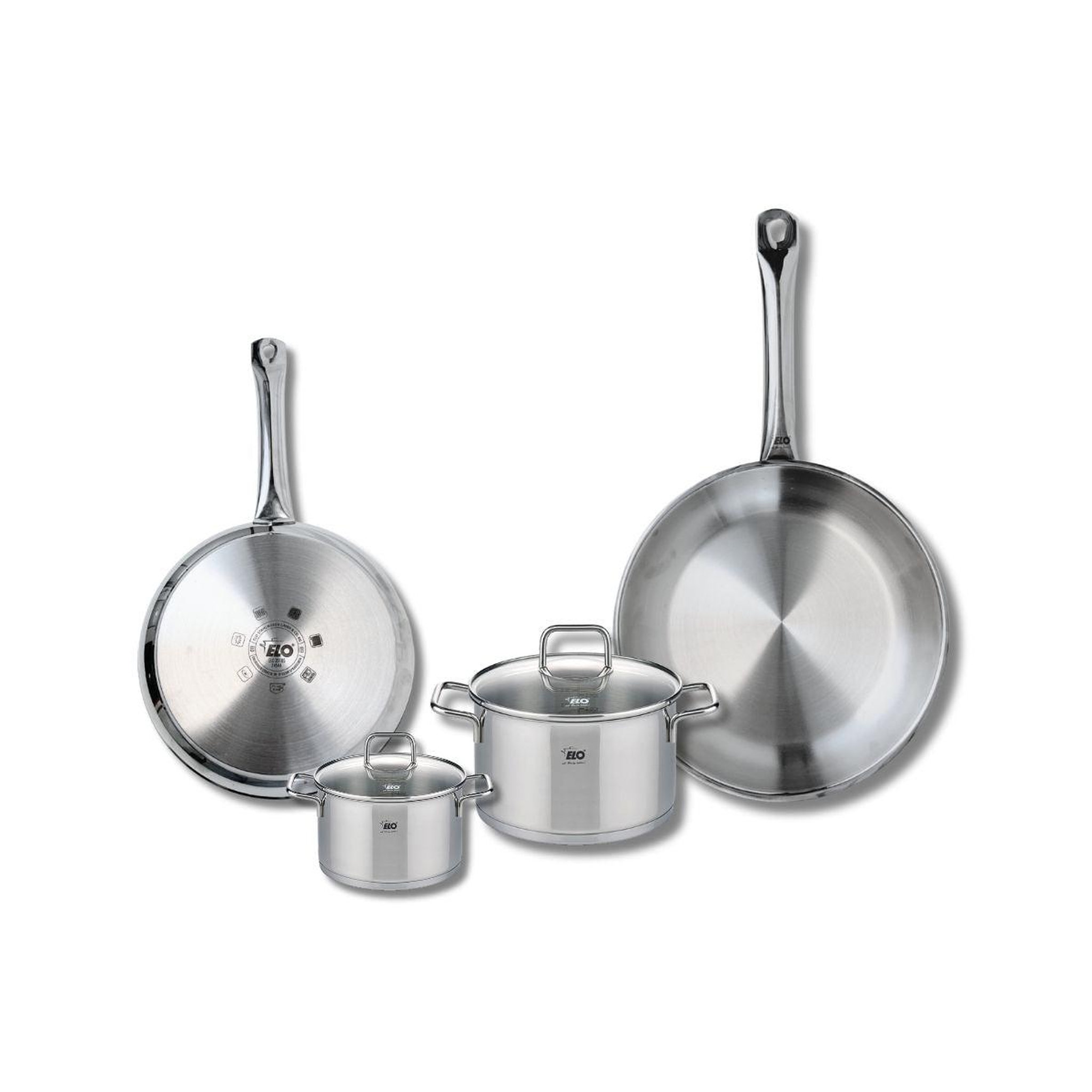 ELO Set de 2 poêles de cuisson 24 et 28 cm et 2 faitouts 12 et 16 cm elo profi citrin