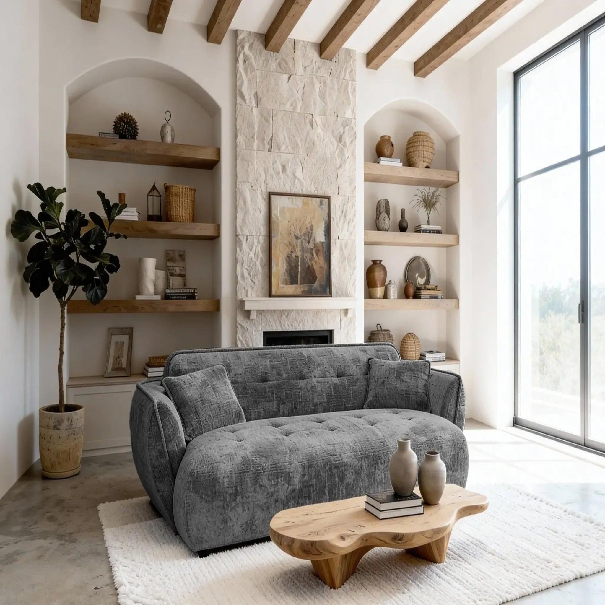 Voir la diapositive 2 : CASANOVA PARIS Mona - canapé droit tissu chenille 3 places