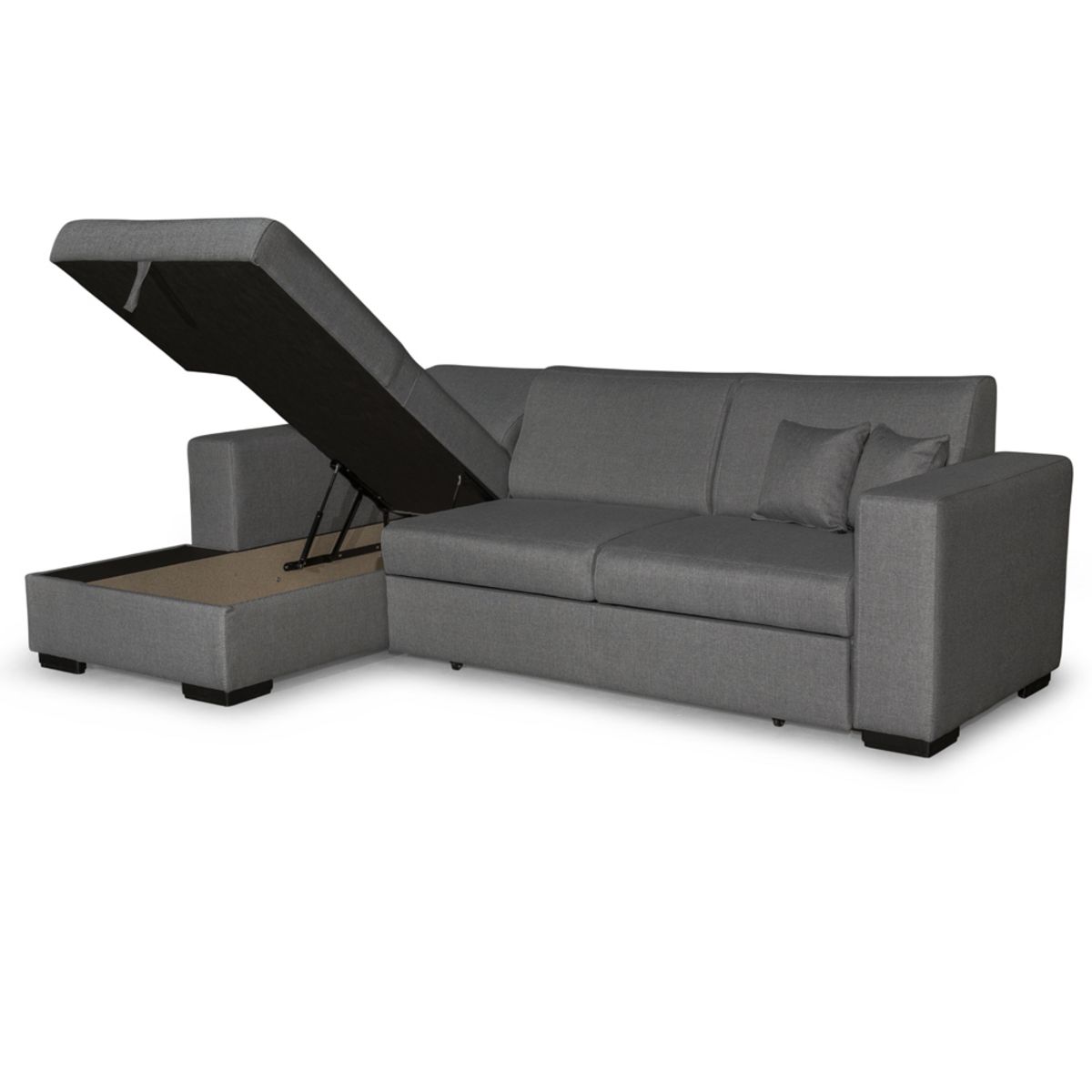 Canapé d'angle gauche convertible  4 places avec coffre tissu CARIBEA