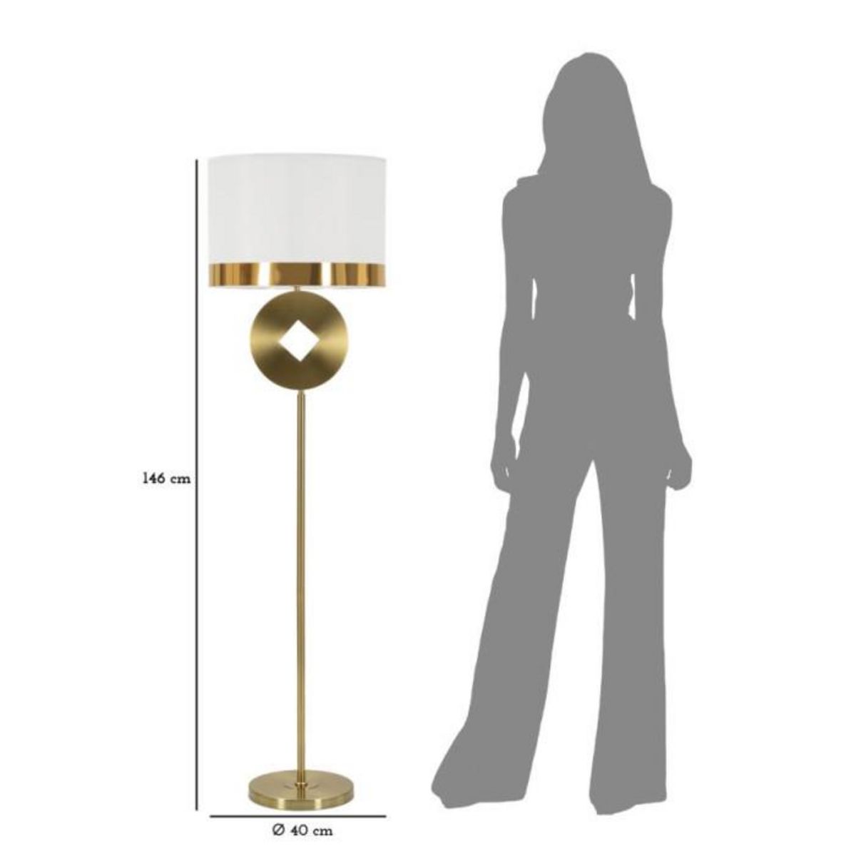 Paris Prix Lampadaire en Métal  Coin  151cm Or & Blanc