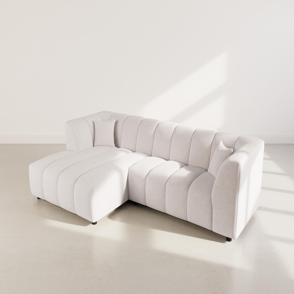 LISA DESIGN Curtis - canapé d'angle gauche 4 places avec accoudoir en tissu texturé