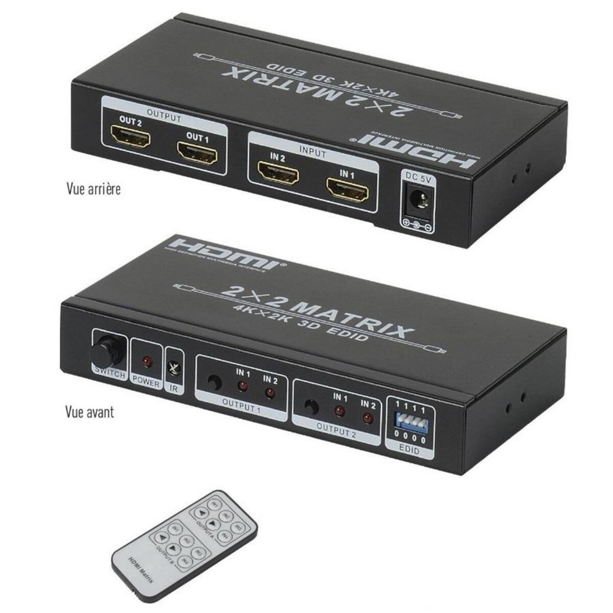 Erard Commutation vidéo hdmi 2x2 noir - 726975