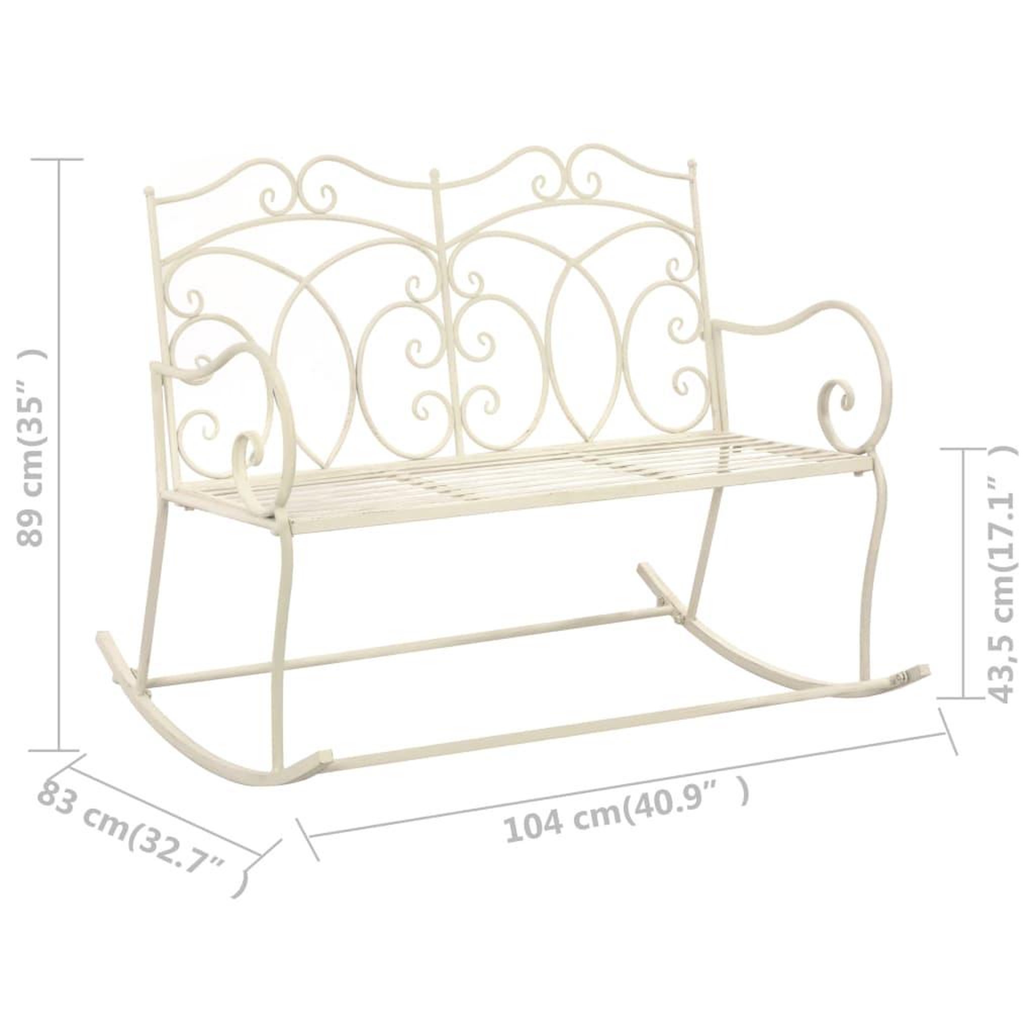 Voir la diapositive 6 : VIDAXL Banc de jardin 104 cm Fer Blanc antique
