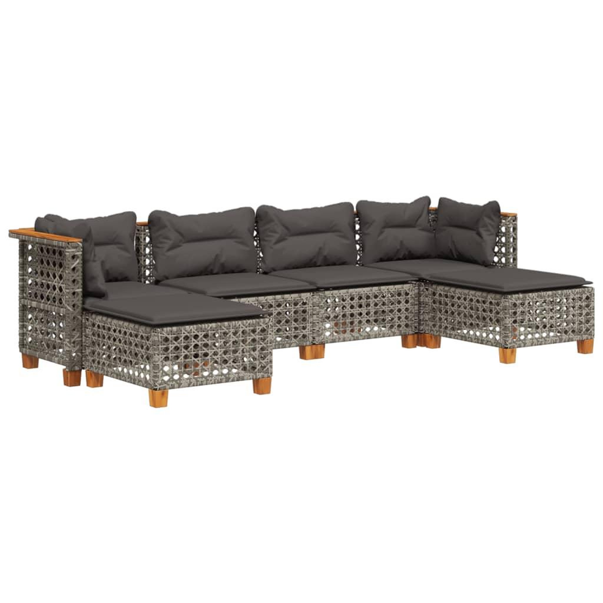 Voir la diapositive 2 : VIDAXL Salon de jardin 6 pcs avec coussins gris resine tressee