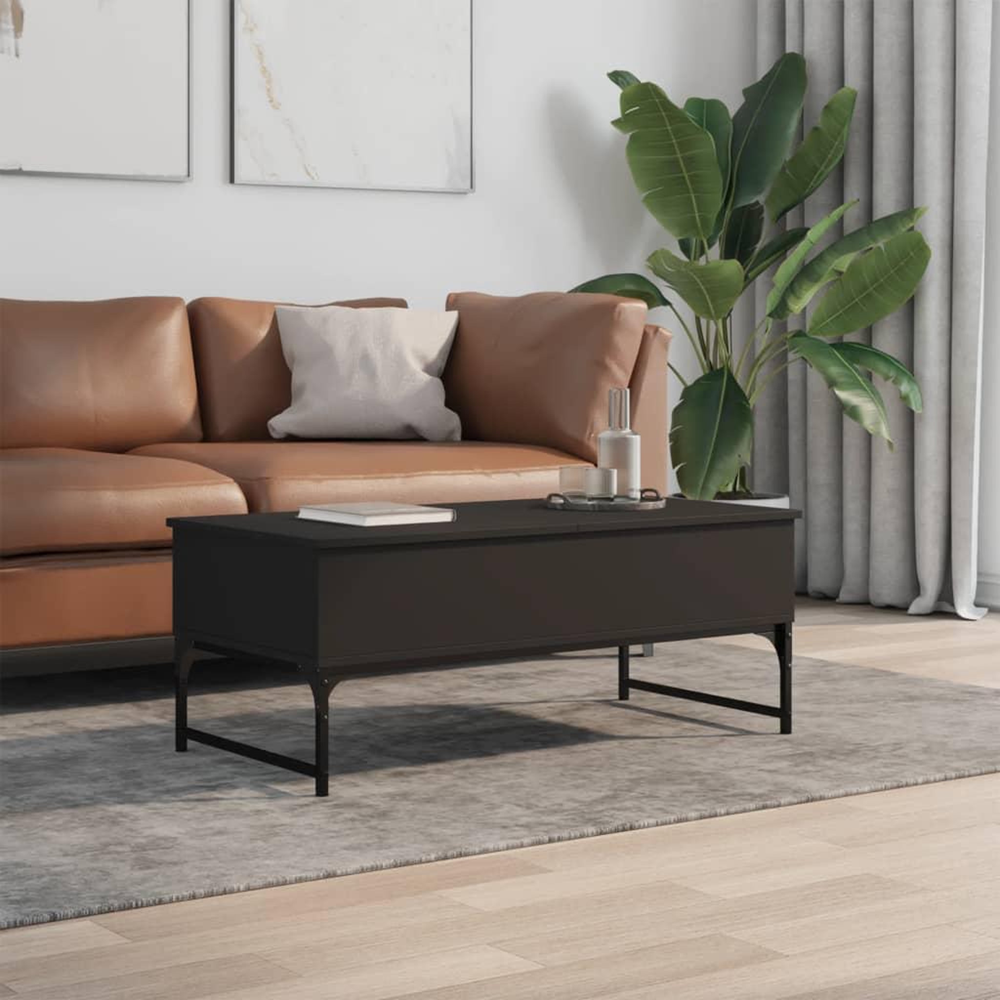 Voir la diapositive 3 : VIDAXL Table basse noir 100x50x40 cm bois d'ingenierie et metal