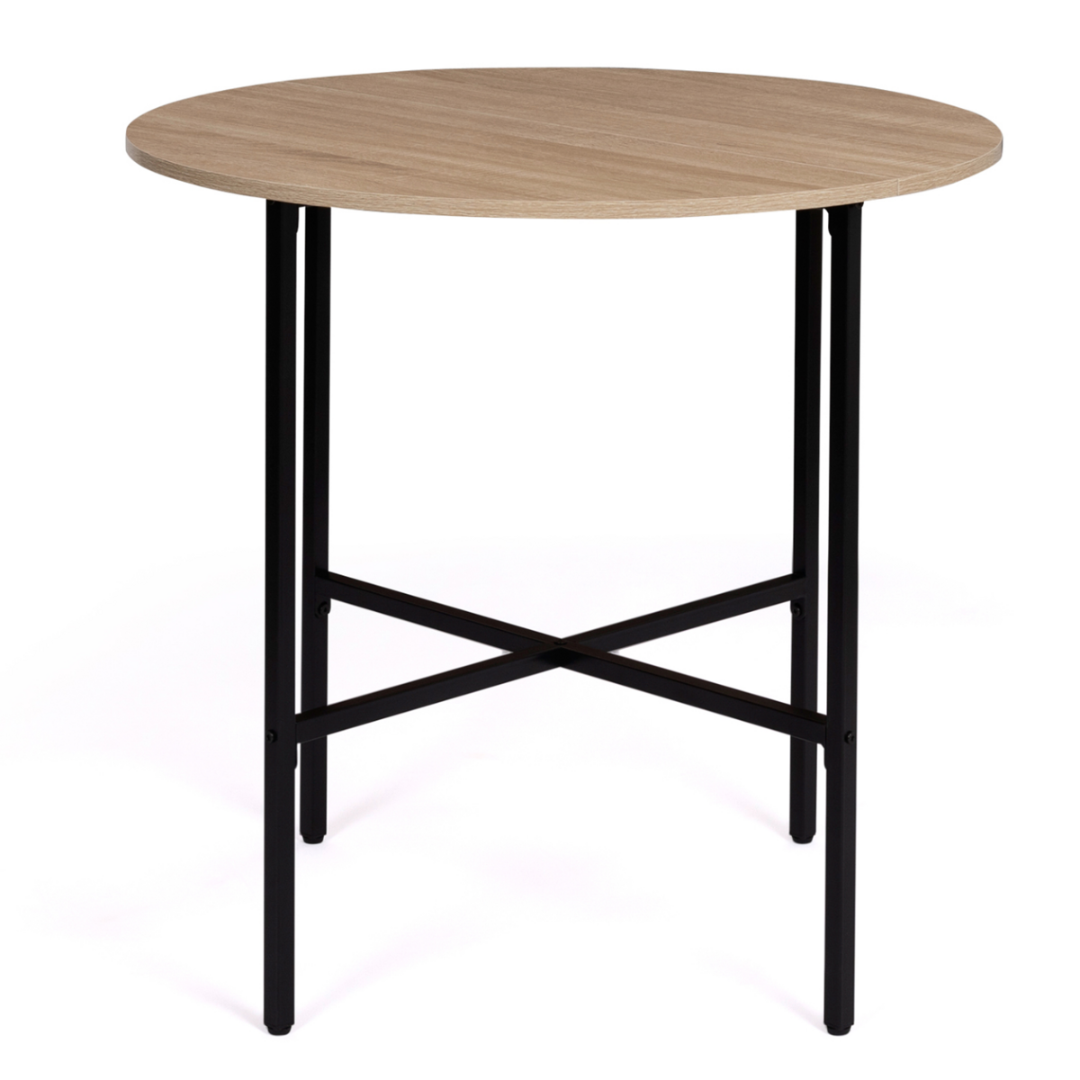 ID MARKET Table à manger ronde DETROIT 4 personnes design industriel 80 cm