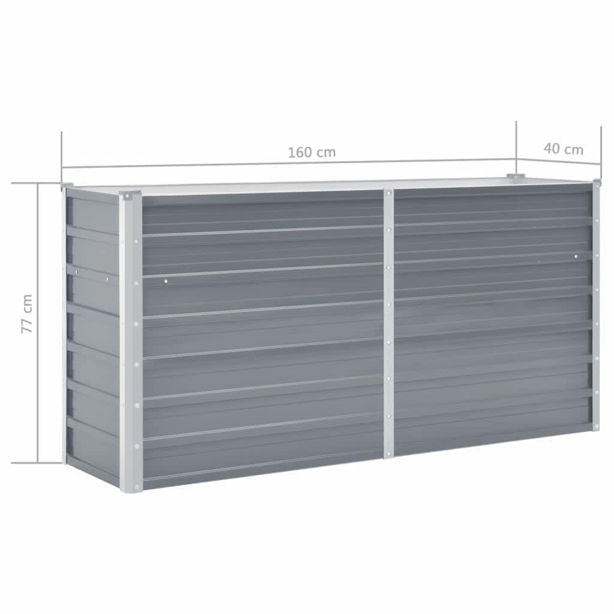 Voir la diapositive 6 : VIDAXL Lit sureleve de jardin Acier galvanise 160x40x77 cm Gris